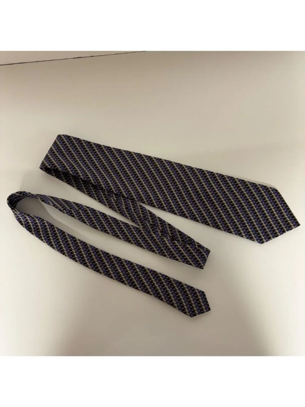 Stafford Executive Silk Tie Blue Gray Geometric Mens Necktie Italy Office Formal